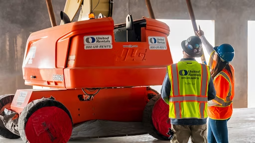 Adhering to 5S principles allows companies to become safer and more efficient. Photo courtesy of ForConstructionPros.com United rentals machine with workers standing in front of it