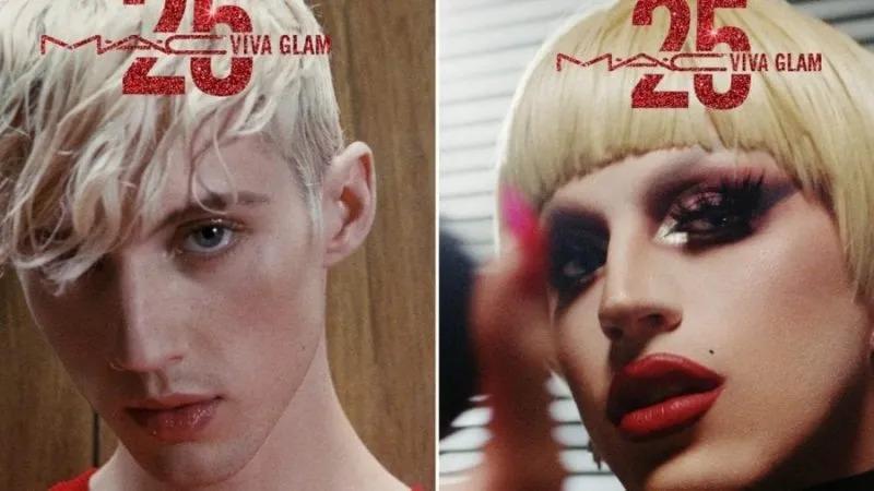 Image courtesy of Glossy Side-by-side pictures of the same person with and without makeup. "MAC Viva Glam 25" across the top.
