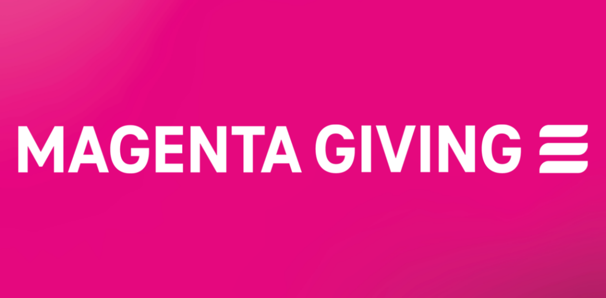 On a pink background "Magenta Giving"