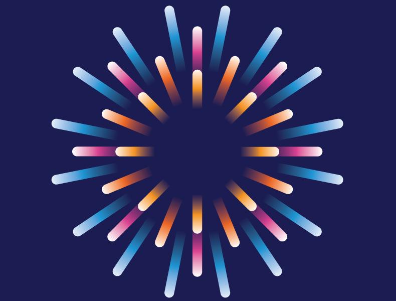 Image courtesy of IFT graphic starburst pattern on a dark blue background