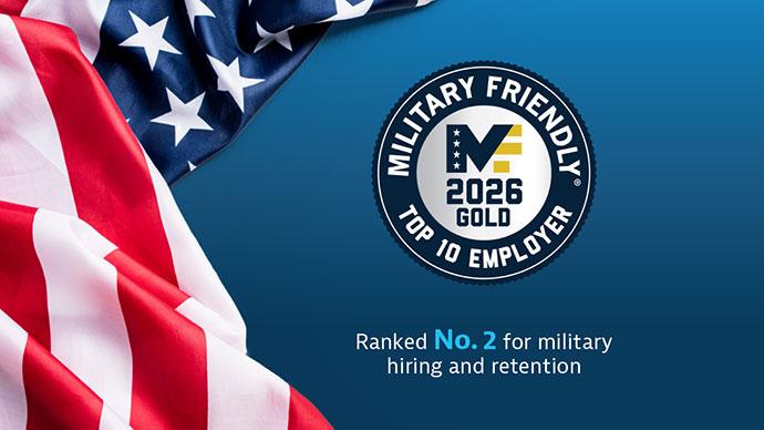 logo and "Ranked No. 2 for military hiring and retention"