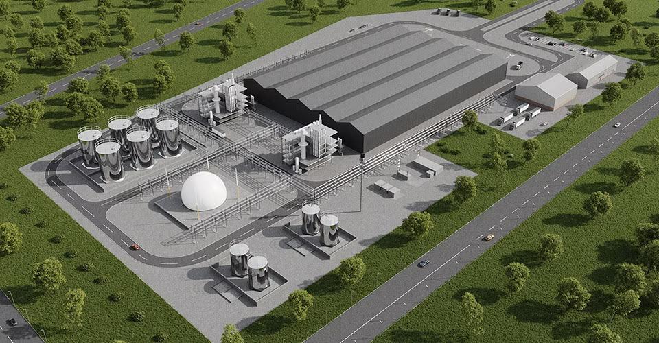 Digital rendering of aerial view of the Mura facility.