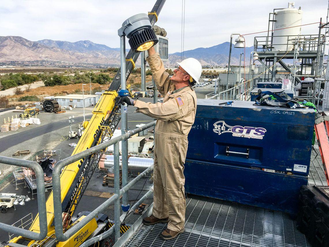 Neil Finch, an SCE instrumentation, controls and electrical worker, can now reach the top of the spring-loaded pole without a harness or ladder.