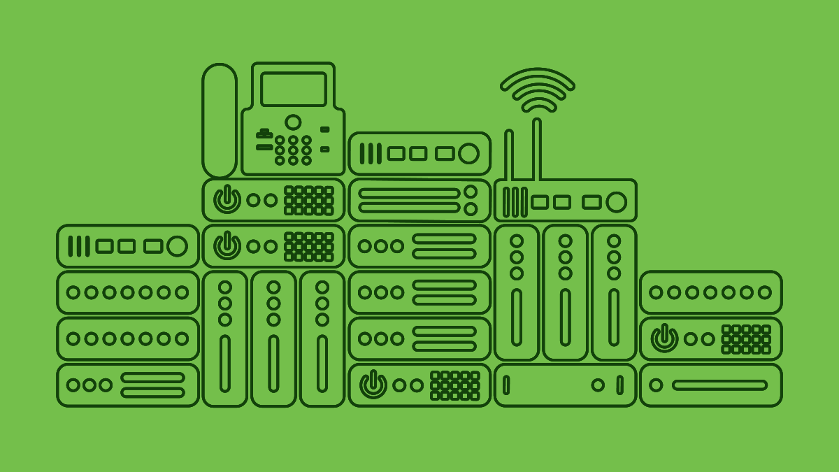 stylized graphic of electronic devices