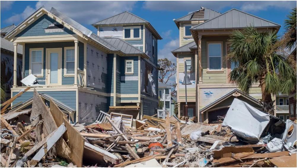 Beach homes as seen in Mexico Beach, Florida, after Category 5 Hurricane Michael swept through the Florida panhandle in 2018. (Photo by Zack Wittman for Direct Relief)