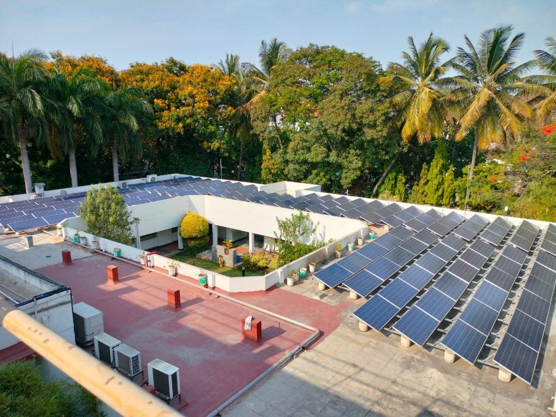 Rows of Solar Panels in Bangalore, India 