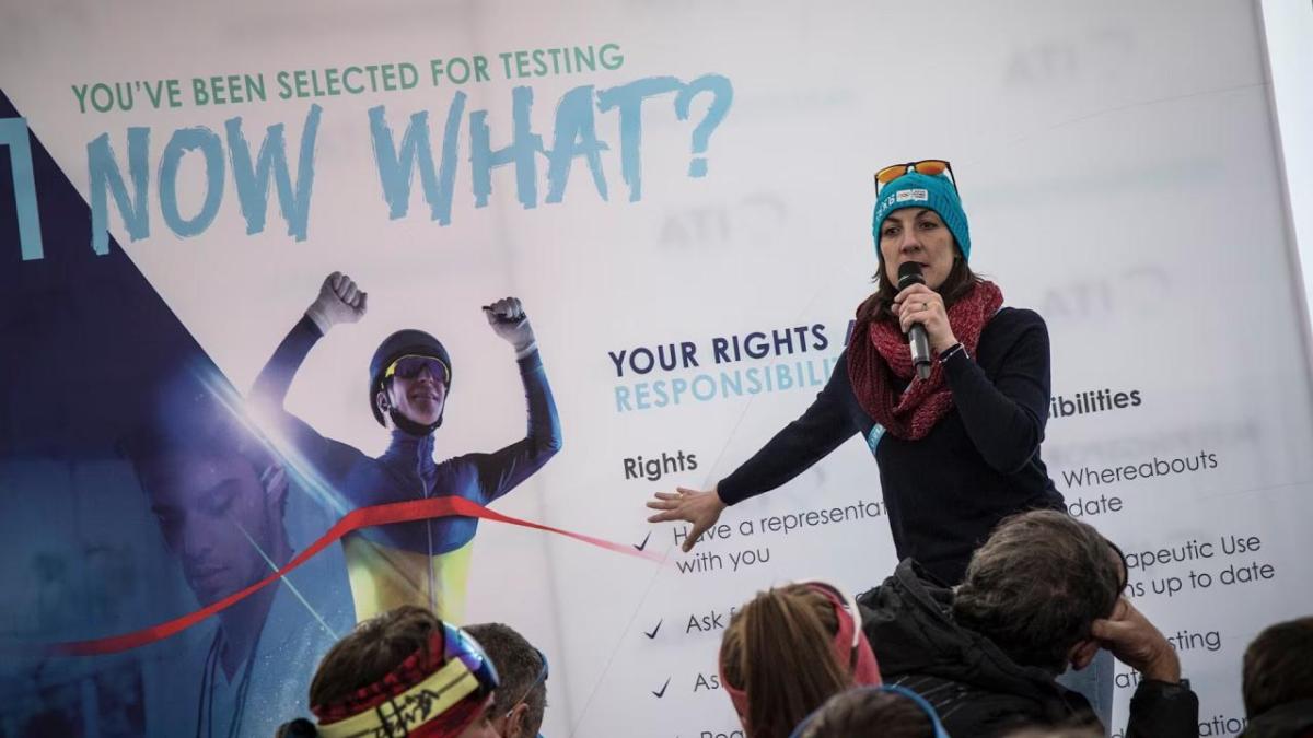 person speaking on a stage
