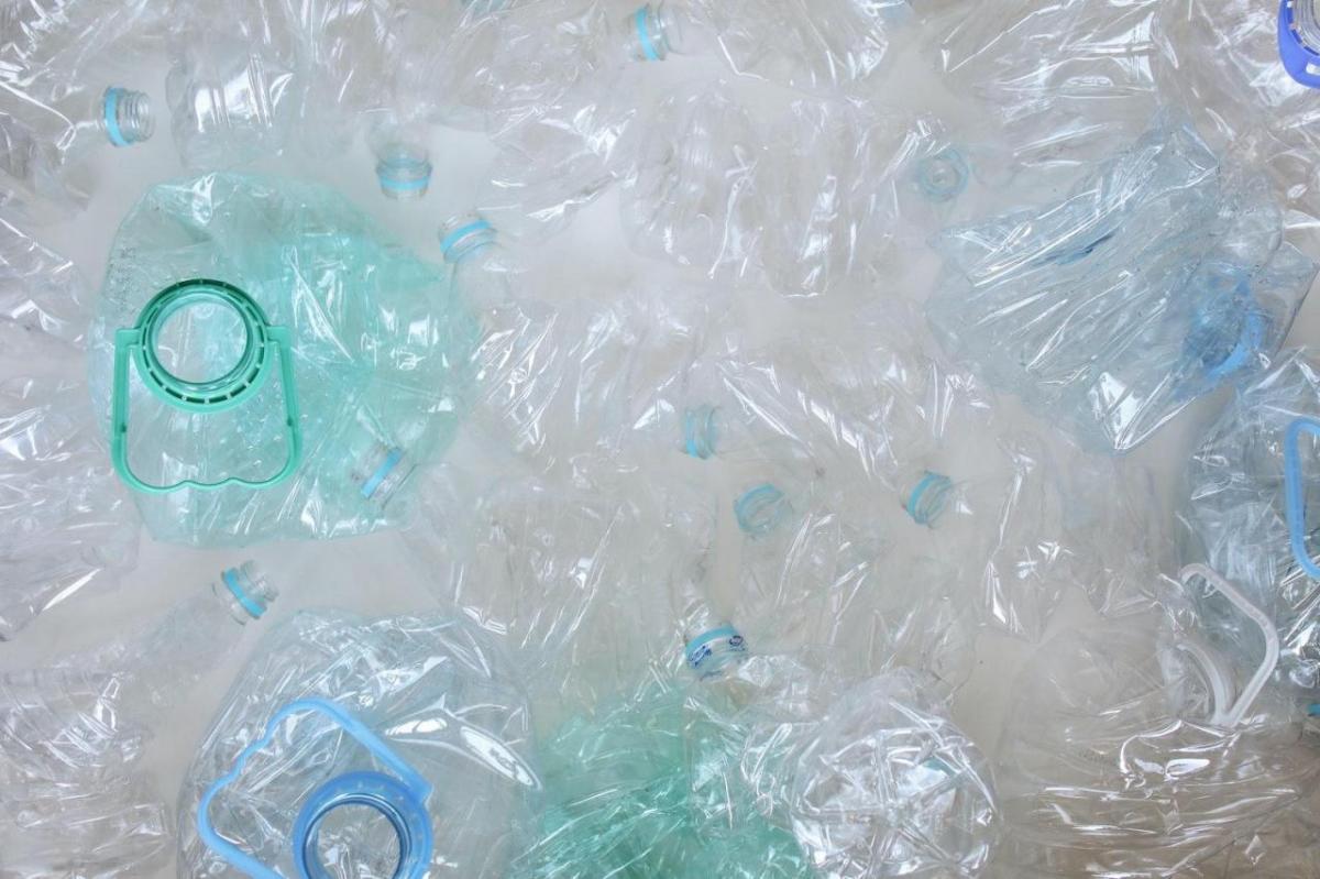 plastic bottles being recycled