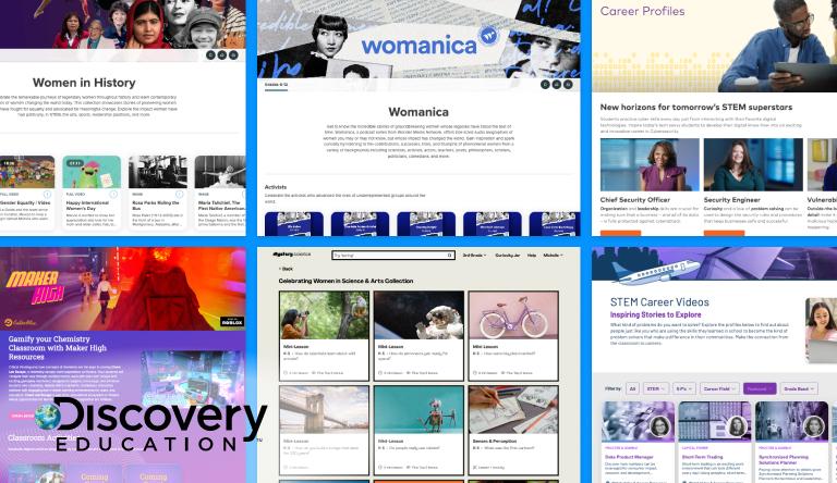 Collage of Women's history content by Discovery Education