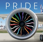 Rainbow Plane engine with text "Pride" behind it