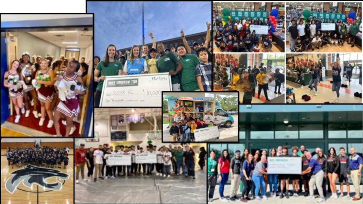 Collage of images of DICK's employees volunteering and posing for group photos