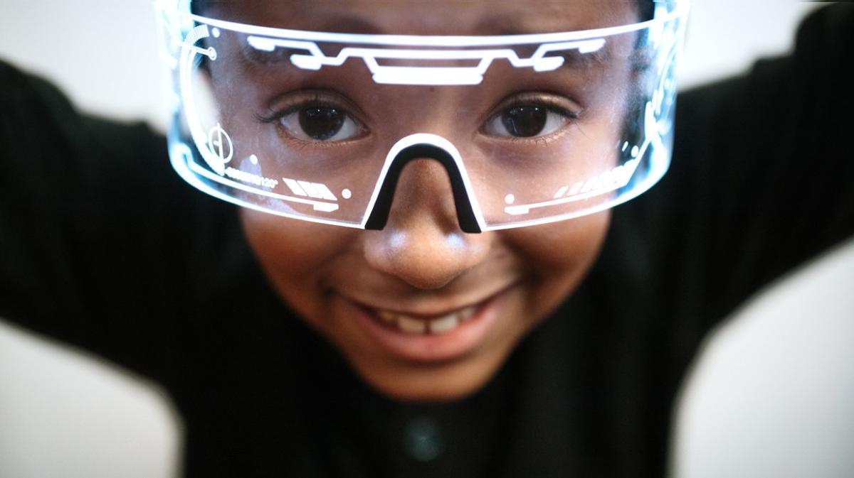 Student with high tech eye wear