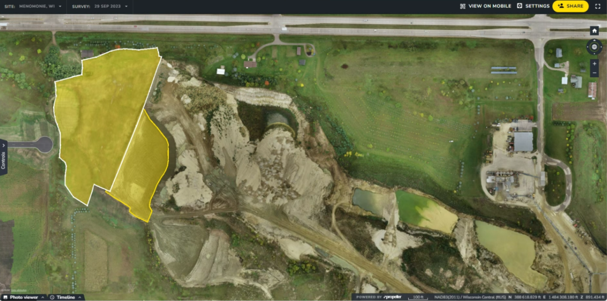 Aerial topography of the reclamation site.