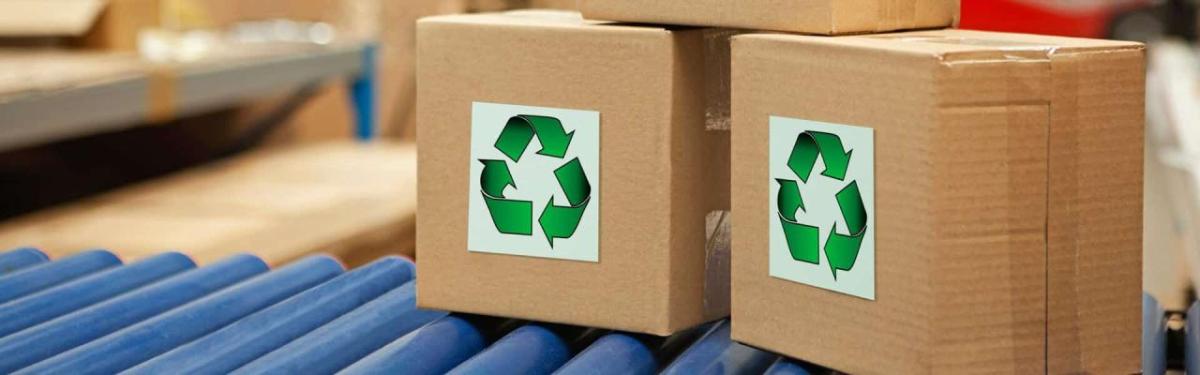 Boxes with recyle symbol on them