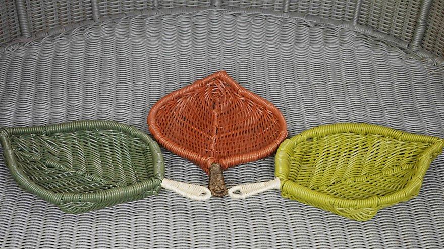 Three baskets shaped like leaves
