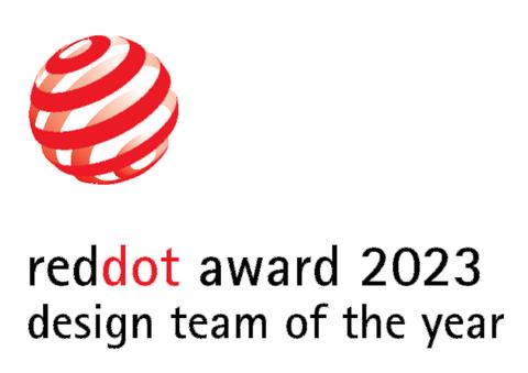 Graphic: Business Wire Red Dot award logo. "reddot award 2023 design team of the year."