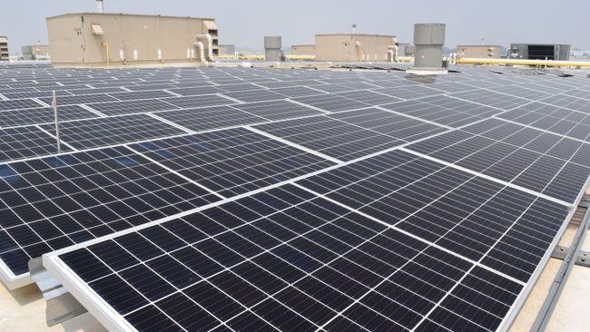 A rooftop solar installation.