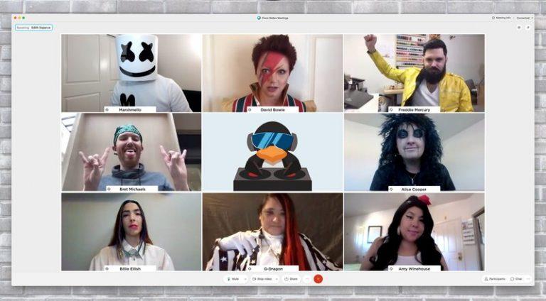 MIND Research employees attending a virtual Halloween party through Webex