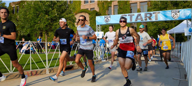 People at the start line of a running race.