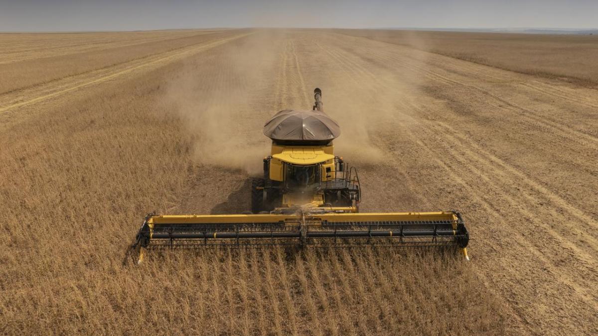 yellow tractor in a golden field