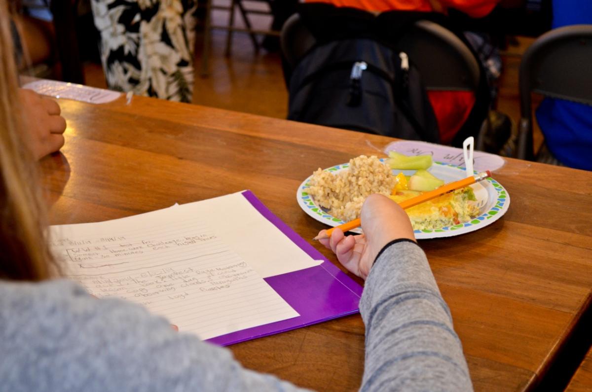 Student eating.