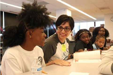 Neha Pankow with KIPP students. | KIPP DC (Photo courtesy of AAAS.org)