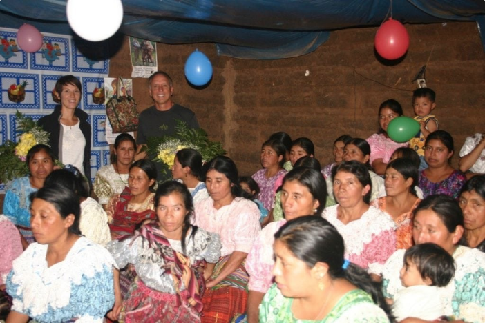 Matt O'Hayer (back) visiting a group of Guatemalan micro-entrepreneurs.
