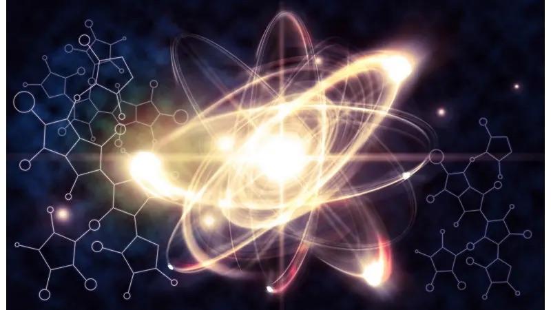 drawing of atom particles