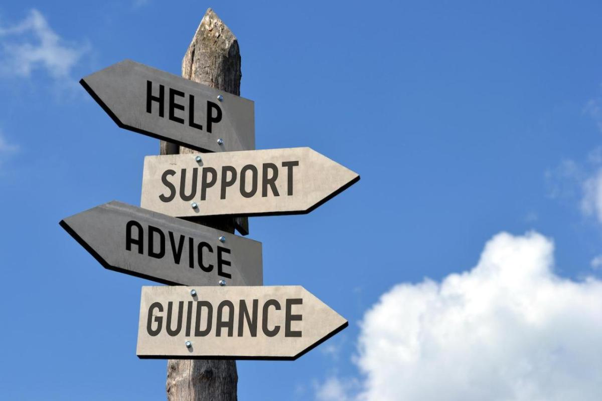 Image courtesy of GreenBiz Signs with text "Help, Support, Advice, Guidance"