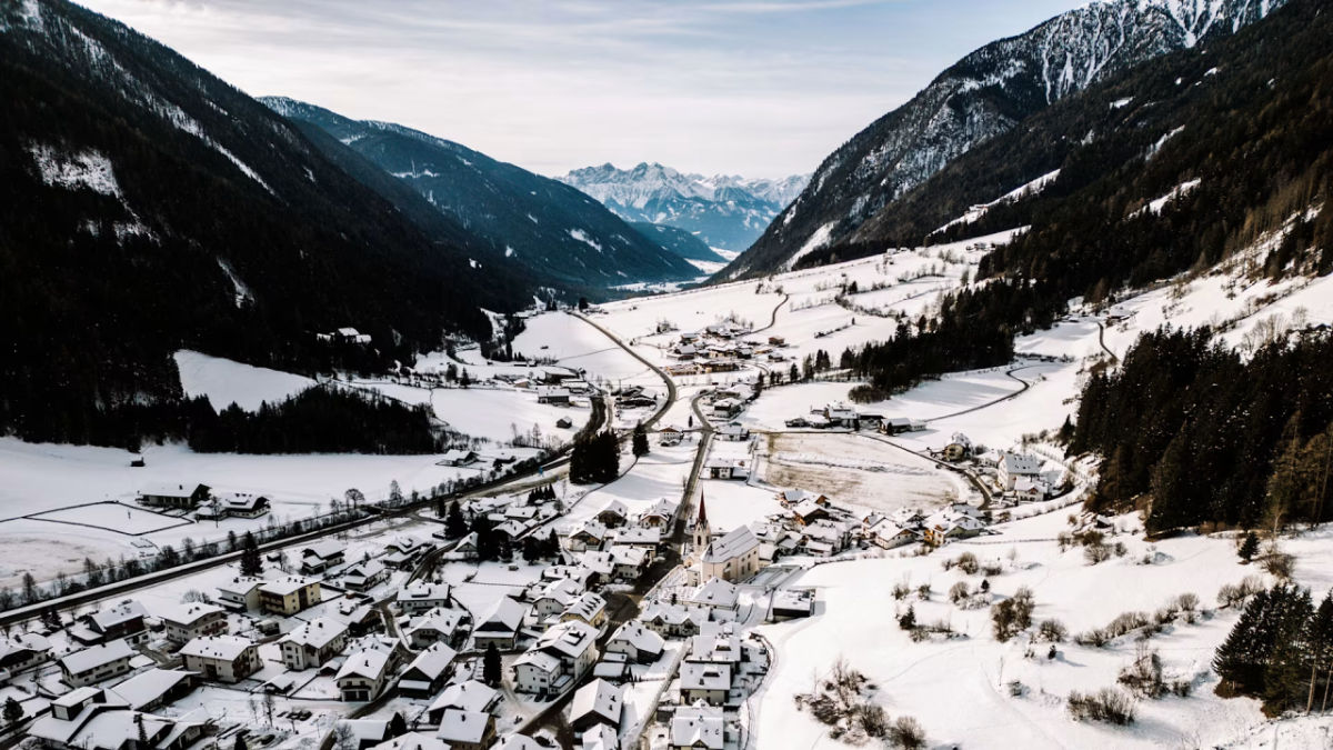 Olympic village in the snow