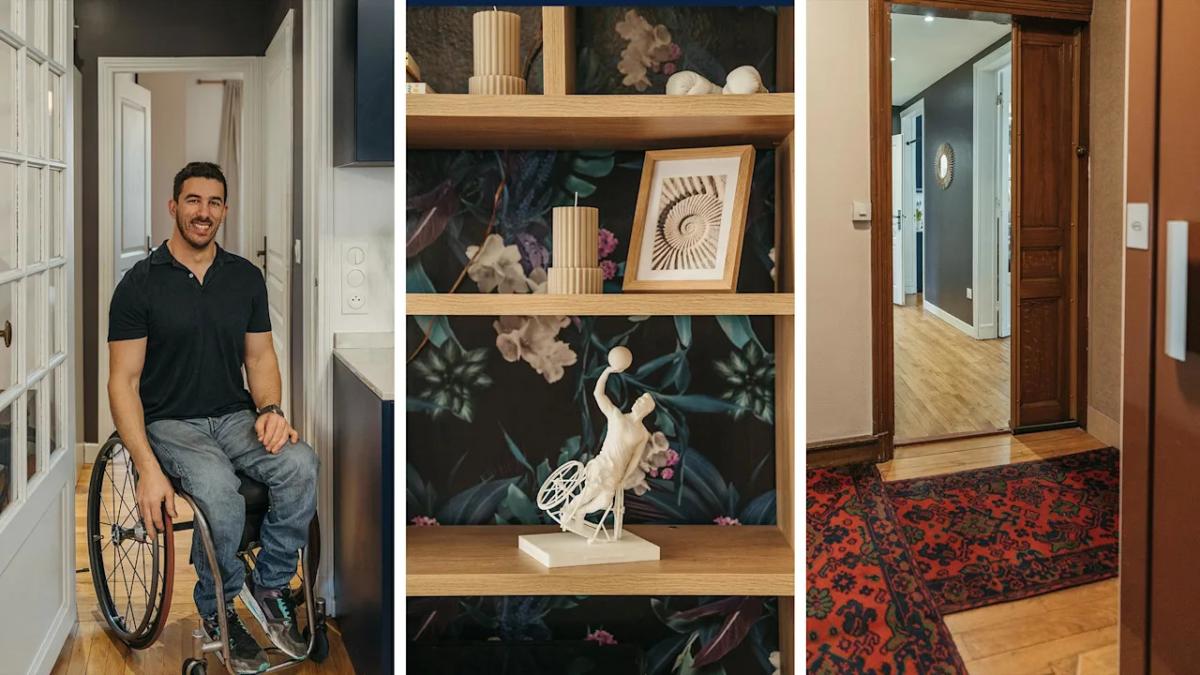 Collage of Sofyane and two images from his home.