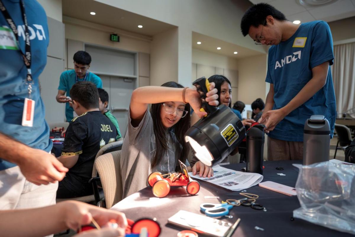 Students working on a project