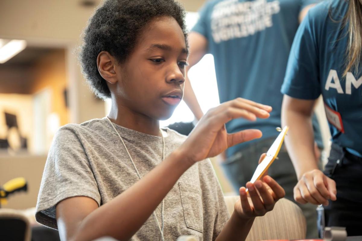 A student working on a project