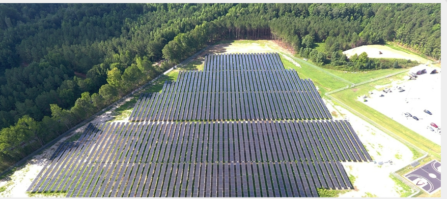 The new solar installation at Cummins’ Rocky Mount Engine Plant in North Carolina. Solar field