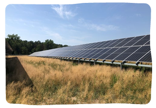 Close up of a row of solar panels.