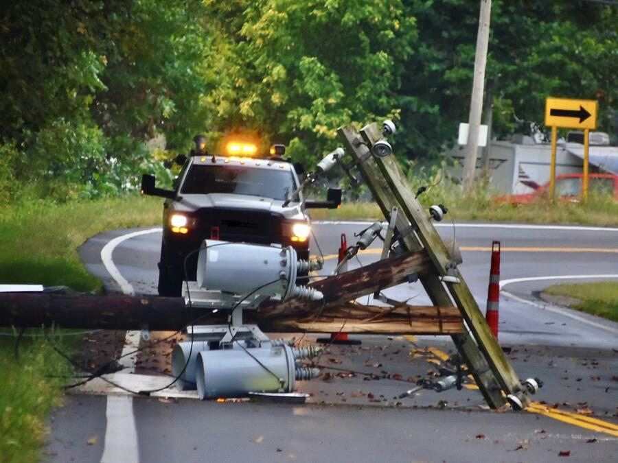 truck coming to repair downed powerline