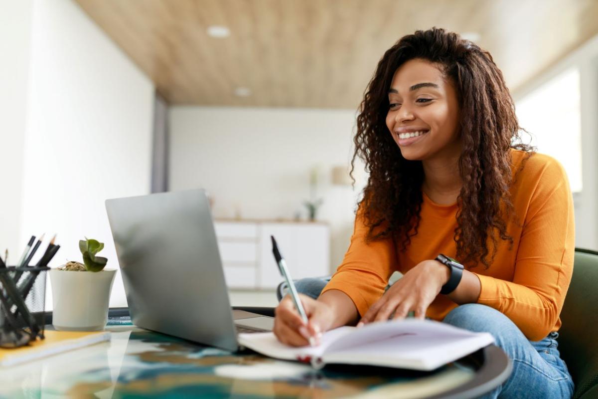 Student and laptop