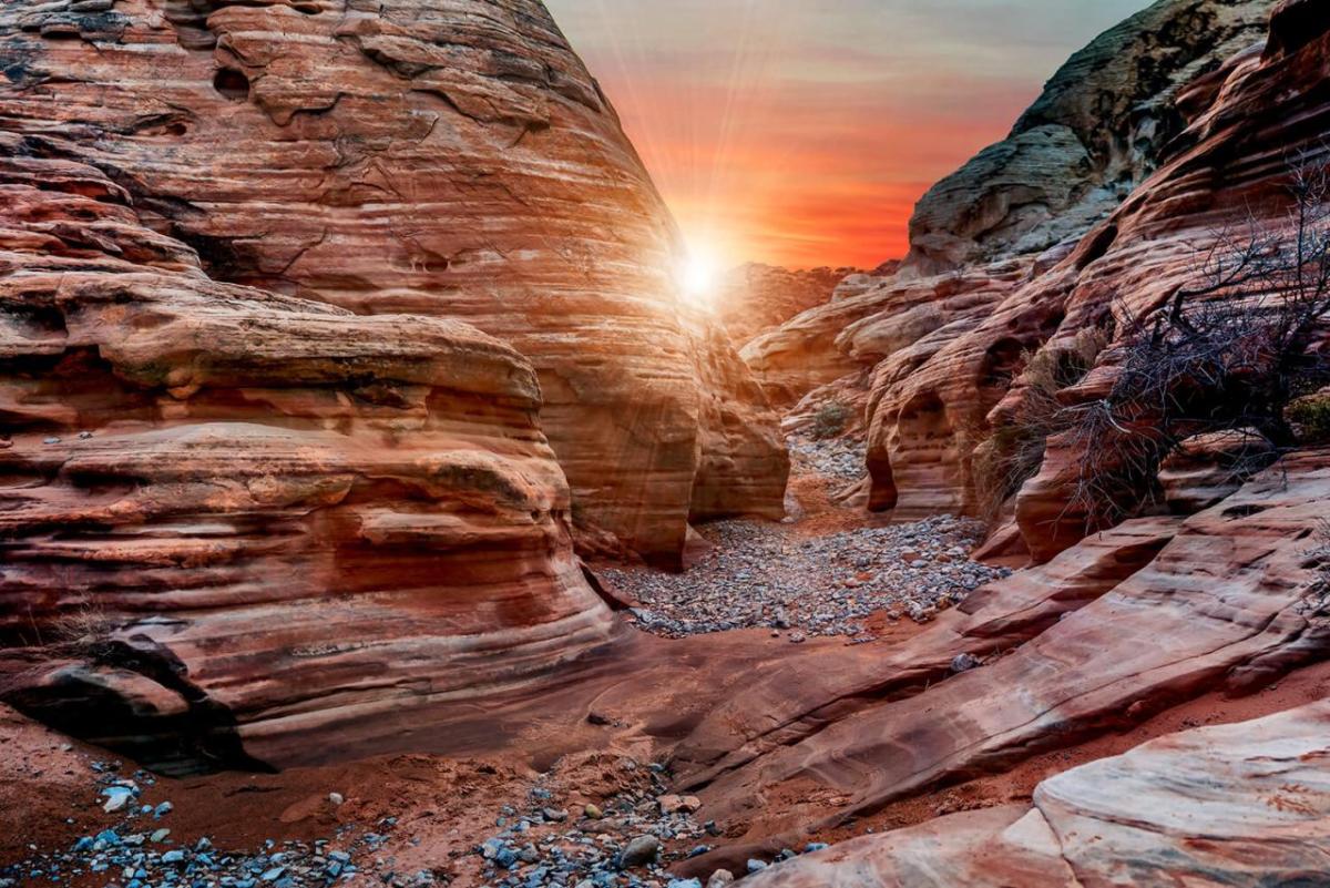 Sunset on rocks