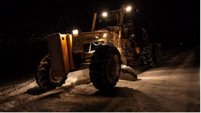 tractor at night