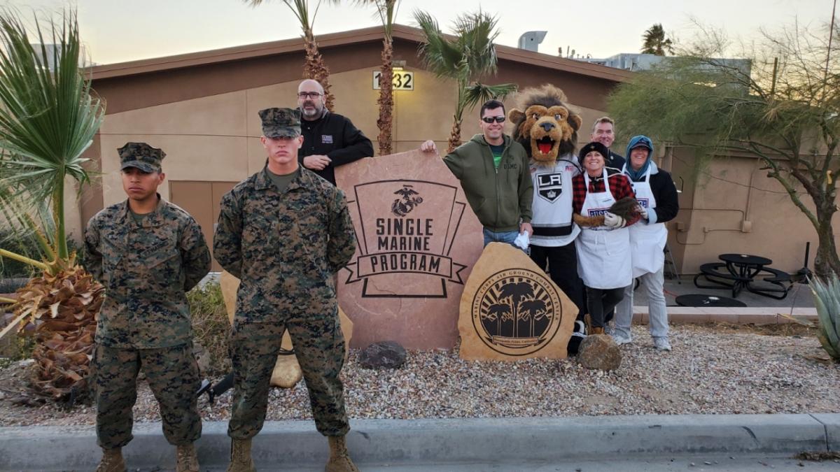 AEG’s LA Kings partnered with the USO to host a dinner and Watch Party at Twentynine Palms Marine Corps Air Ground Combat Center for more than 500 Marines in training on December 14, 2019.