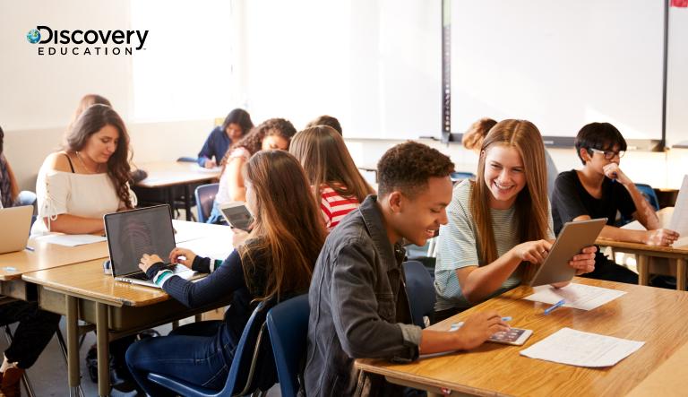 Students studying together in a classroom