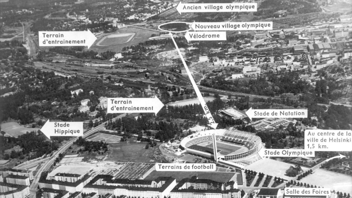 aerial view with labeled buildins