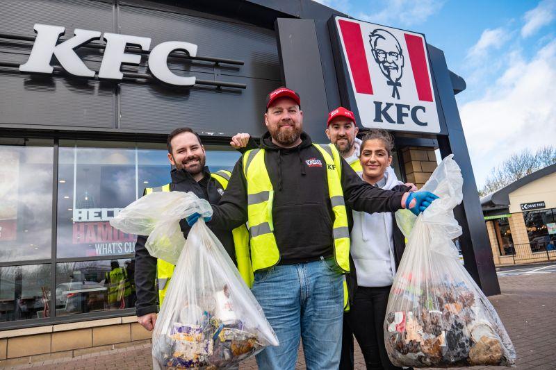 4 volunteers outside KFC