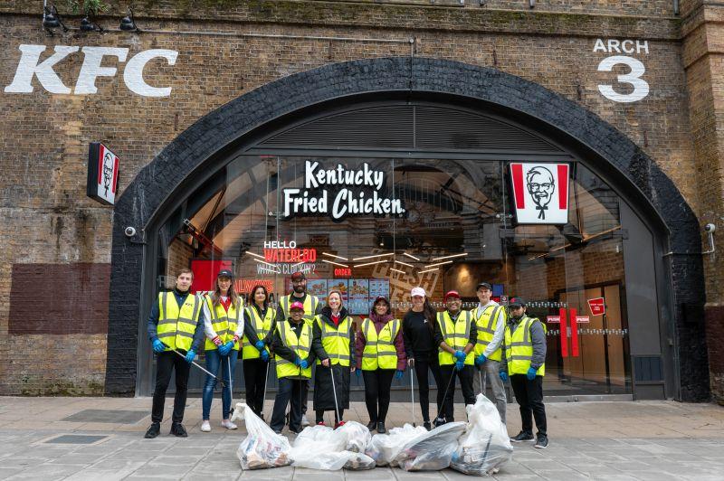 group photo outside KFC