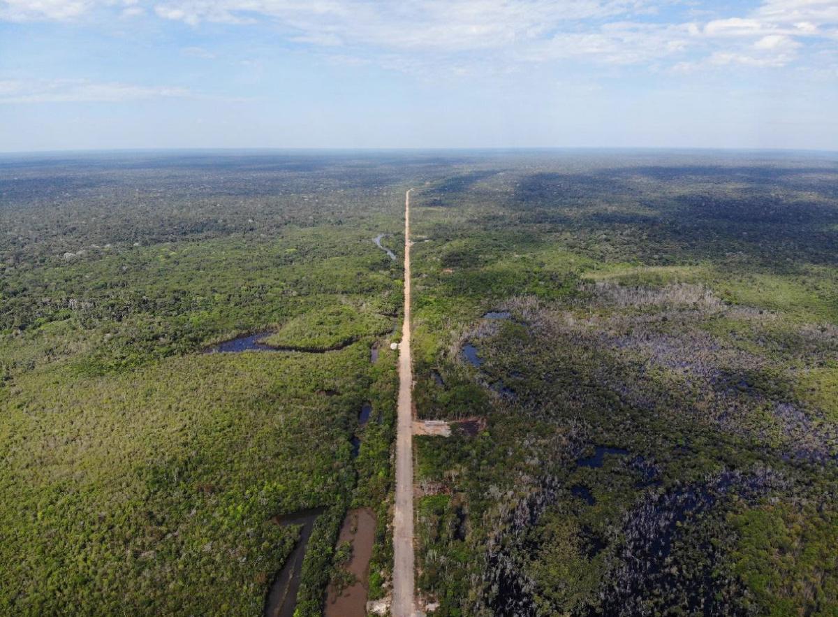 Ariel photo of road development in the Amazon State of Brazil