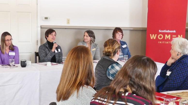Above, Women in Agriculture event panelists (left to right), Erin Leduc, Diana Fisher, Meghan MacPherson, and Pam Westervelt. Smith photo, Nation Valley News