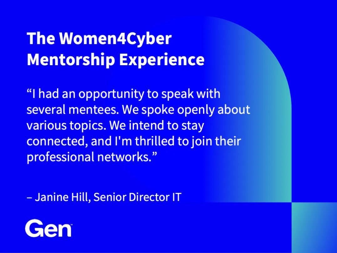 "The Women4Cyber Mentorship Experience" and quote from Janine Hill.