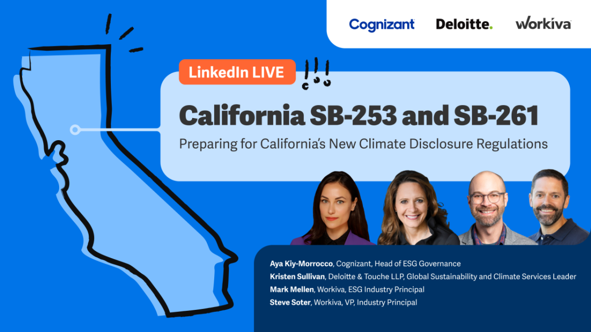 LinkedIn Live: California SB-253 and SB-261 - preparing for California's new climate disclosure regulations.