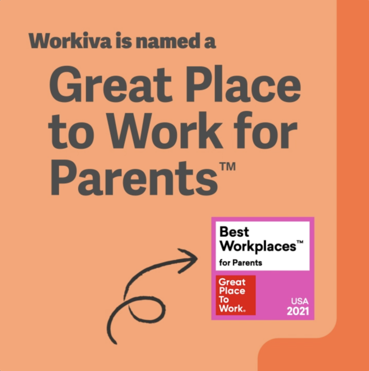Workiva is named a Great Place to Work for Parents award logo