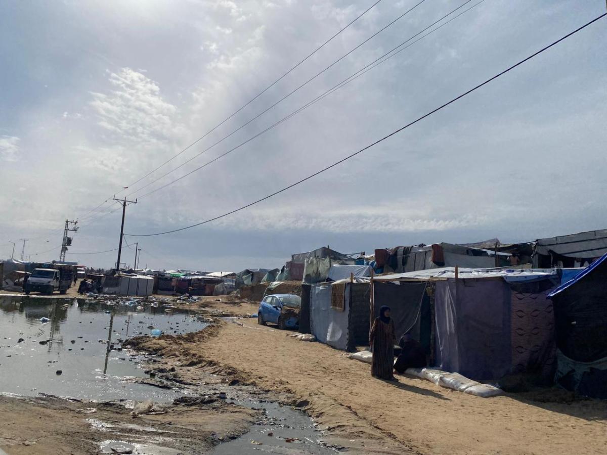 In Gaza, sewage from improvised tents flood the streets.